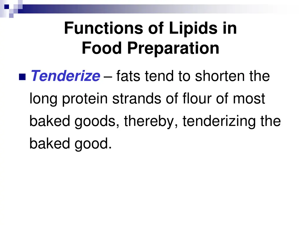 functions of lipids in food preparation 2