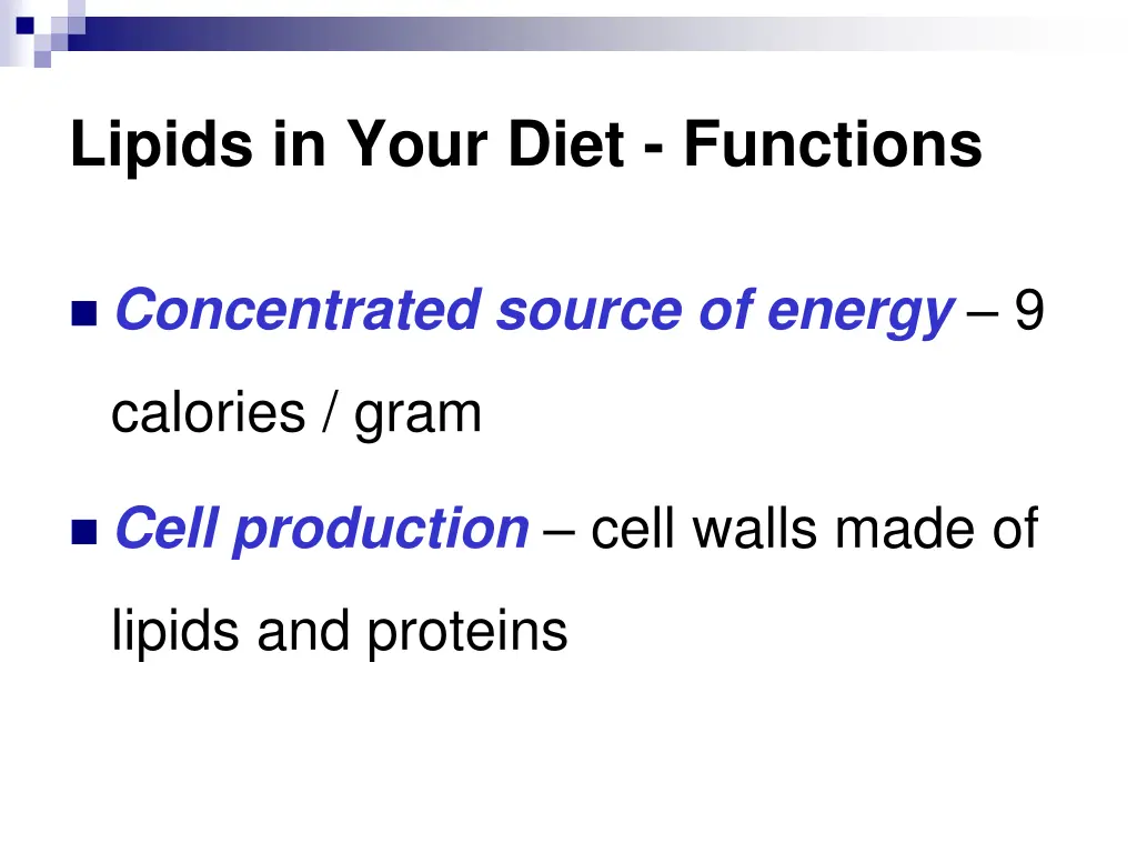 lipids in your diet functions