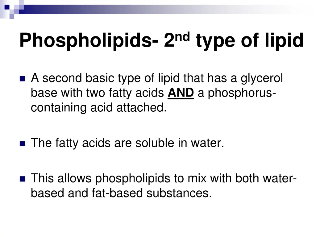 phospholipids 2 nd type of lipid