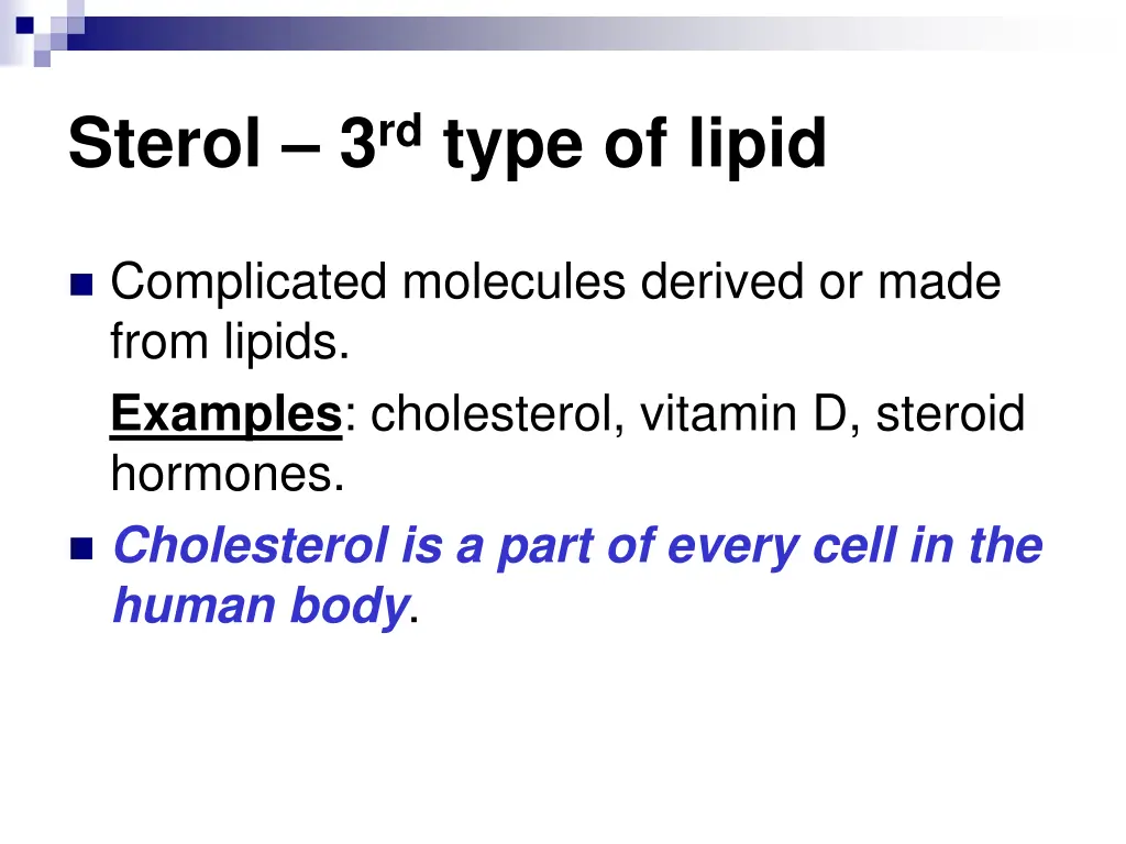 sterol 3 rd type of lipid