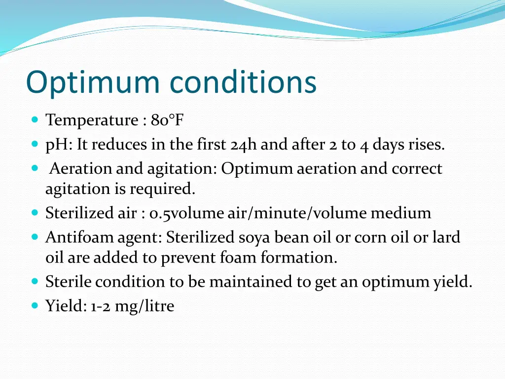 optimum conditions