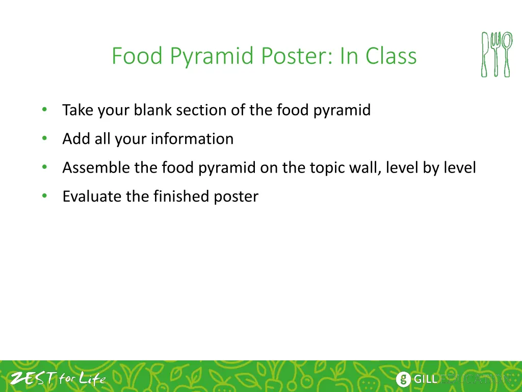 food pyramid poster in class