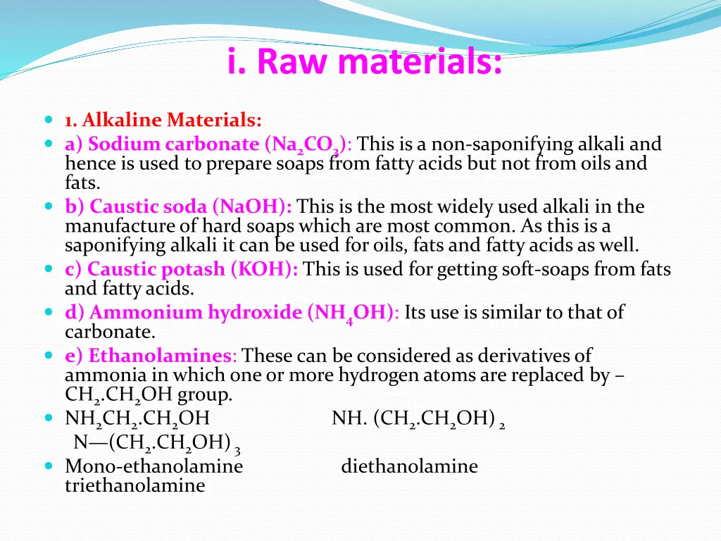 i raw materials