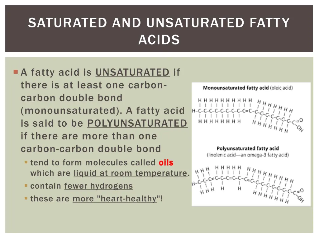 saturated and unsaturated fatty acids 1