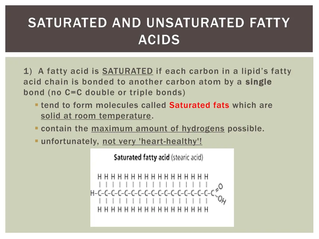 saturated and unsaturated fatty acids