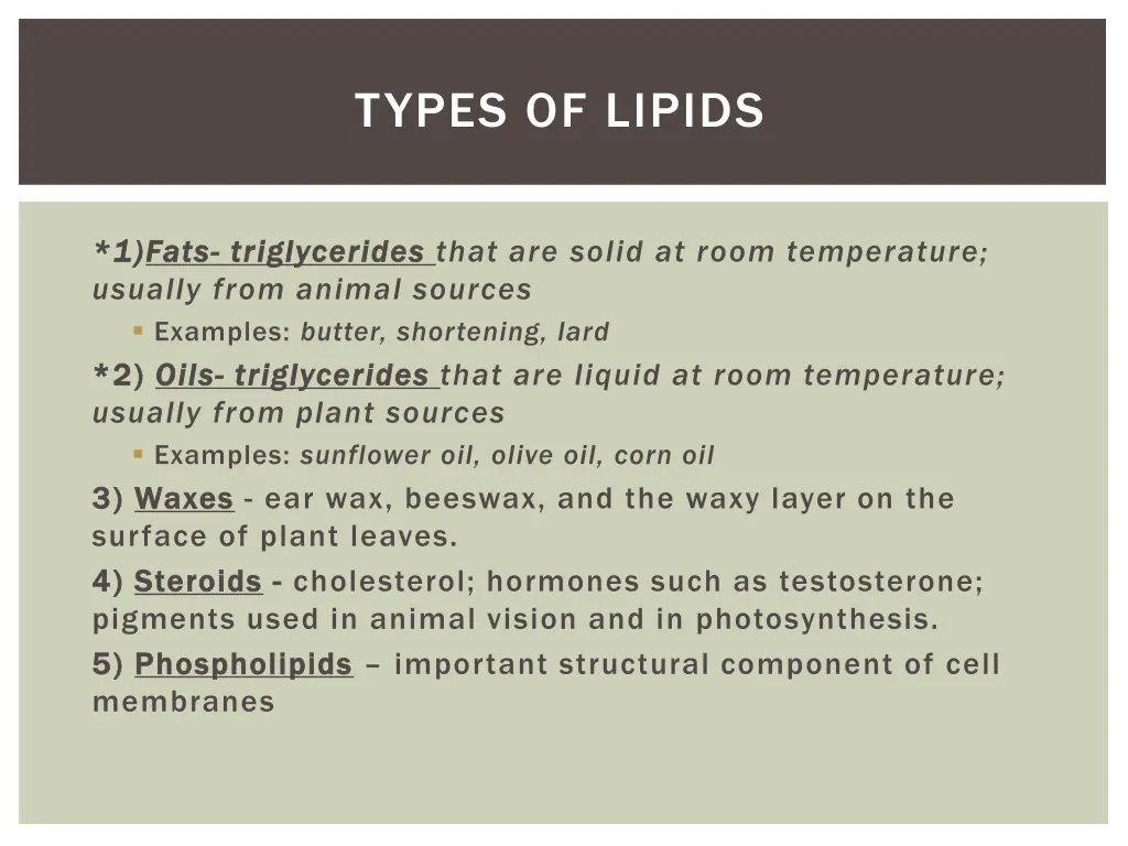 types of lipids