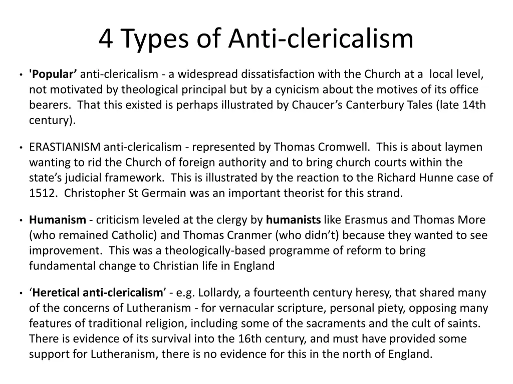 4 types of anti clericalism