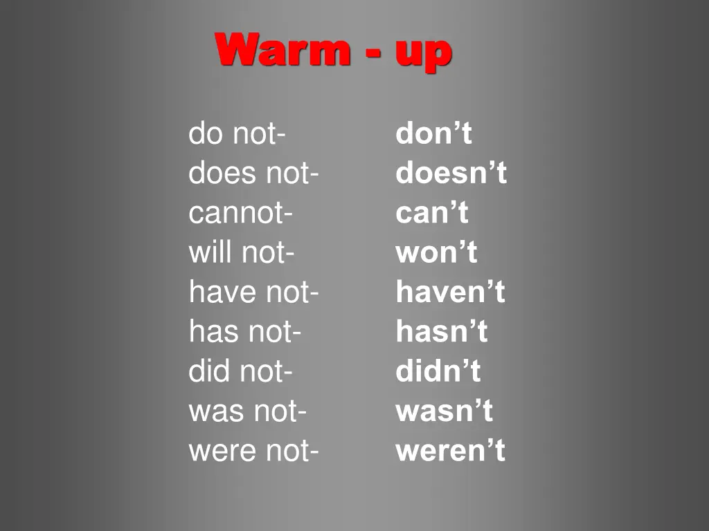 warm warm up 1