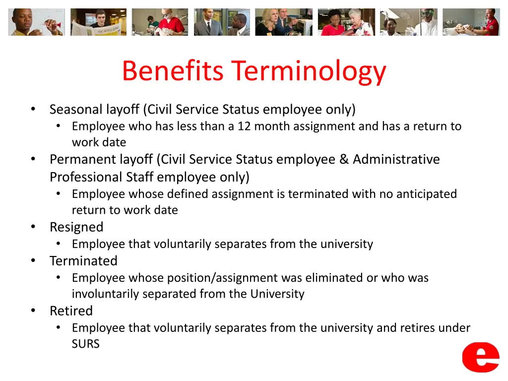 benefits terminology