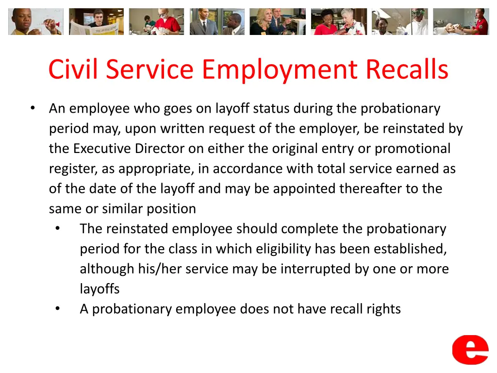 civil service employment recalls