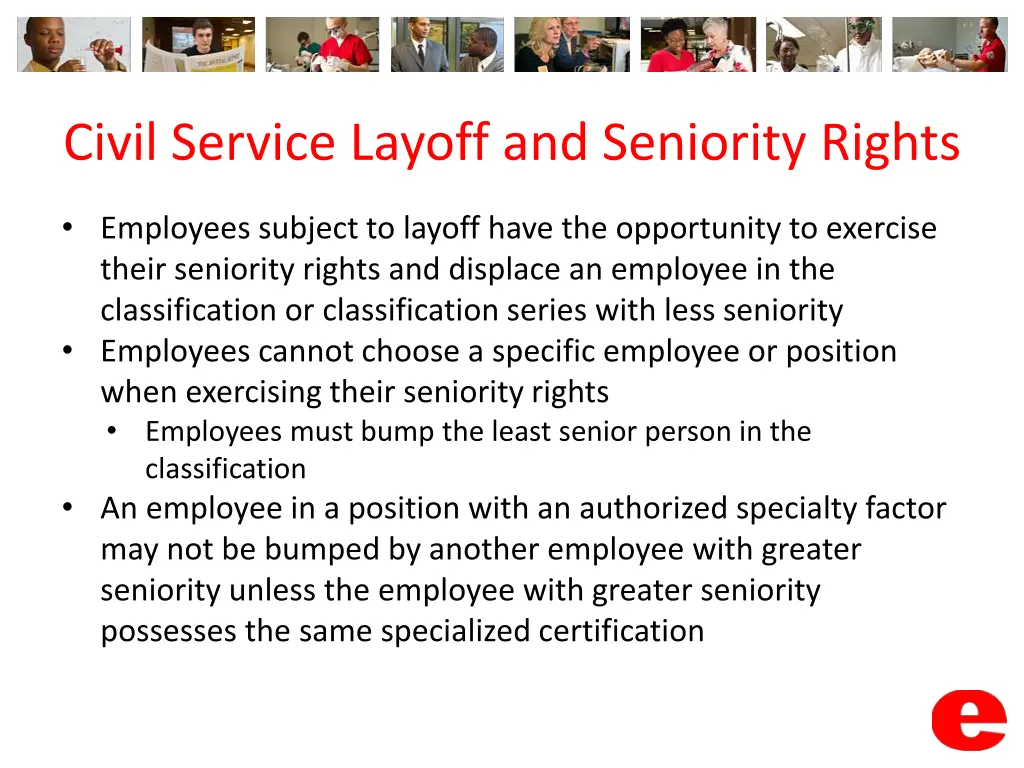 civil service layoff and seniority rights