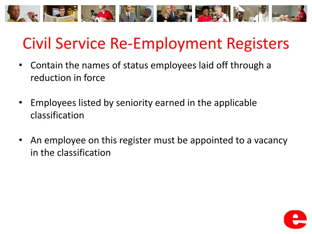 civil service re employment registers