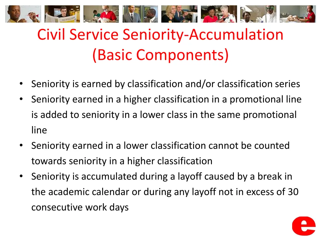 civil service seniority accumulation basic