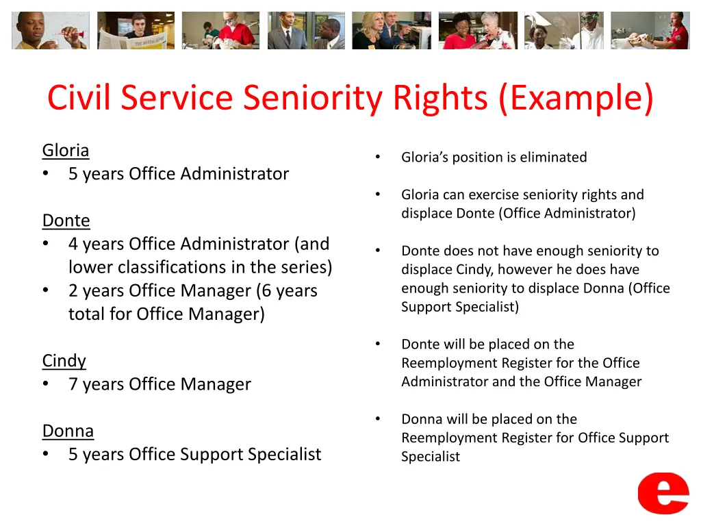 civil service seniority rights example