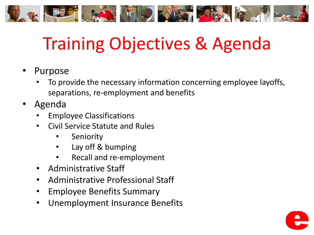 training objectives agenda