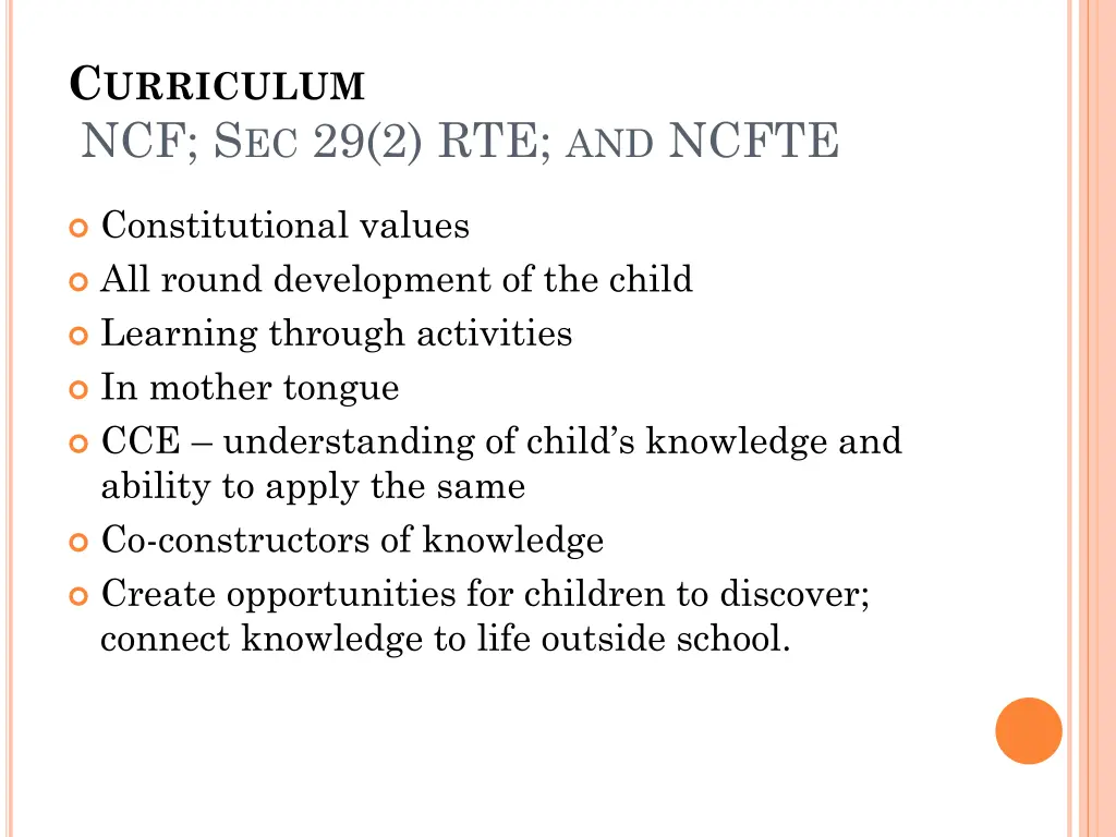 c urriculum ncf s ec 29 2 rte and ncfte