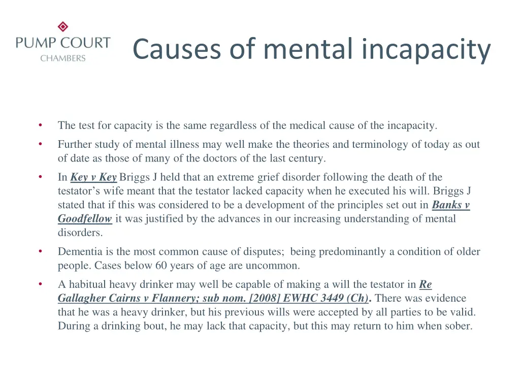 causes of mental incapacity