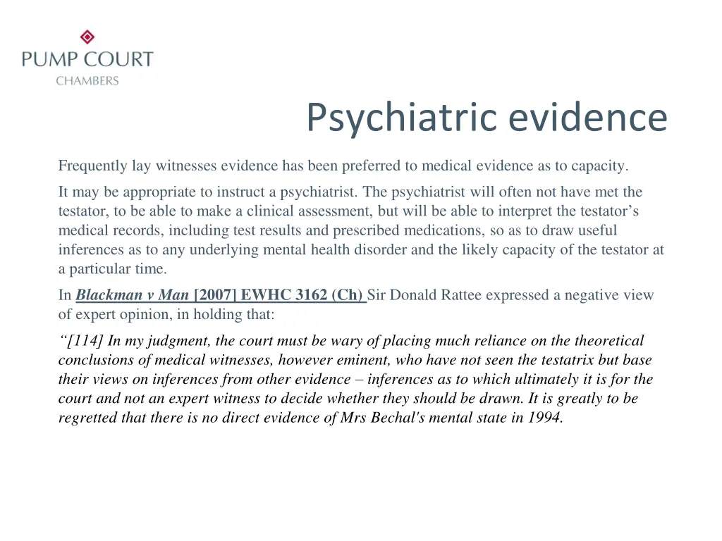 psychiatric evidence