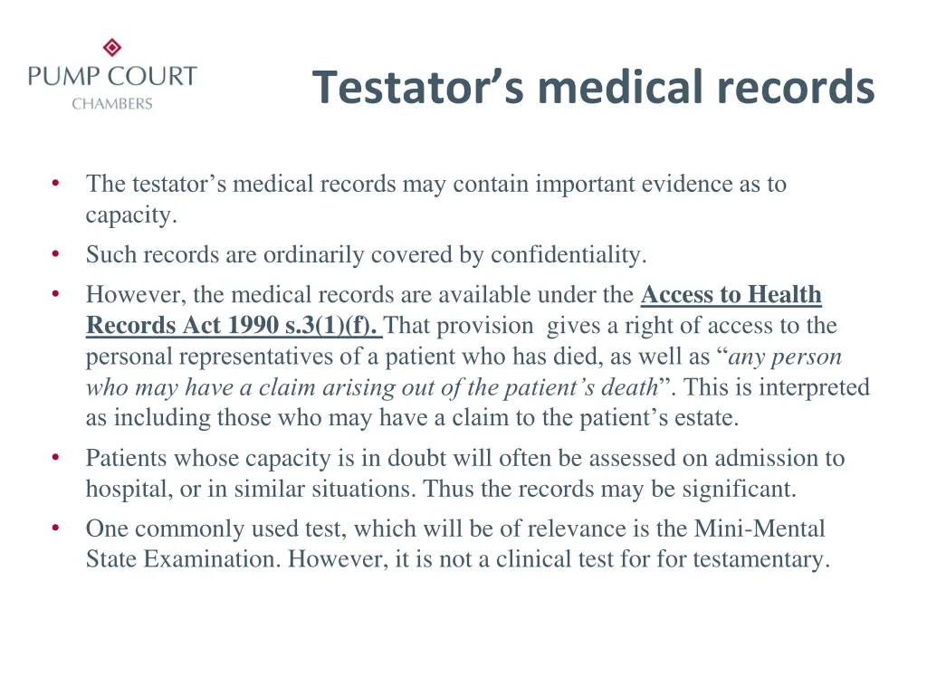 testator s medical records