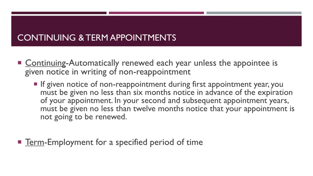 continuing term appointments