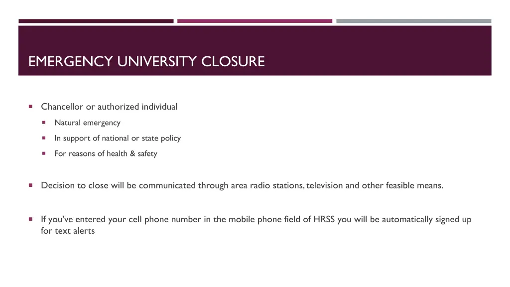 emergency university closure