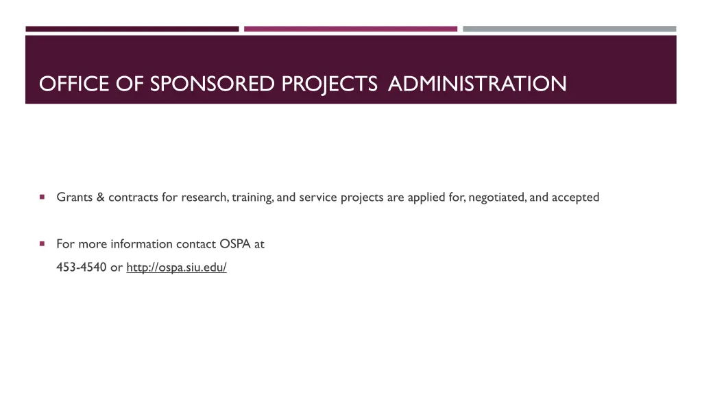 office of sponsored projects administration