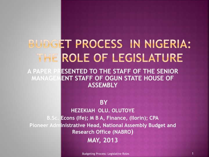 budget process in nigeria the role of legislature