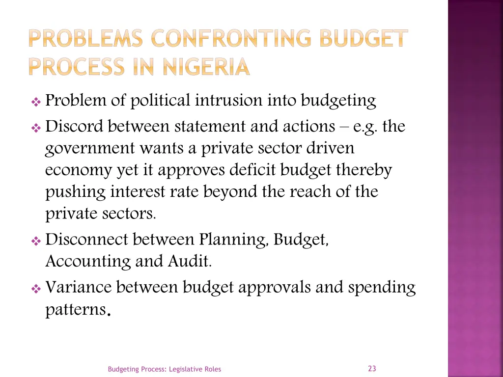 problems confronting budget process in nigeria