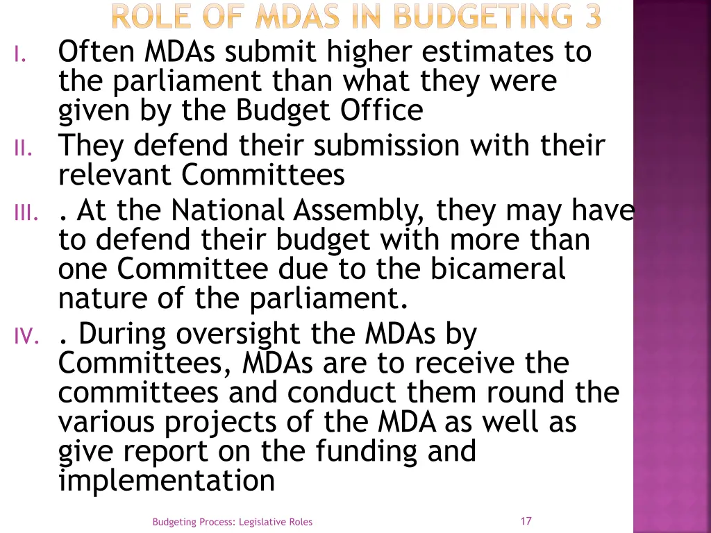 role of mdas in budgeting 3 often mdas submit