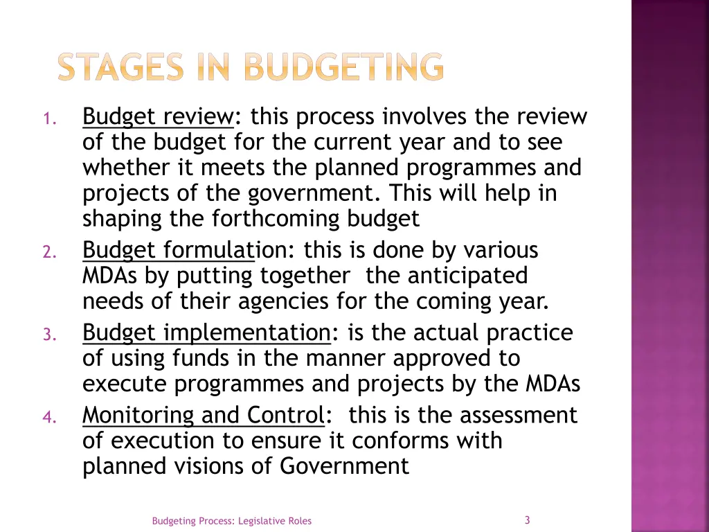 stages in budgeting