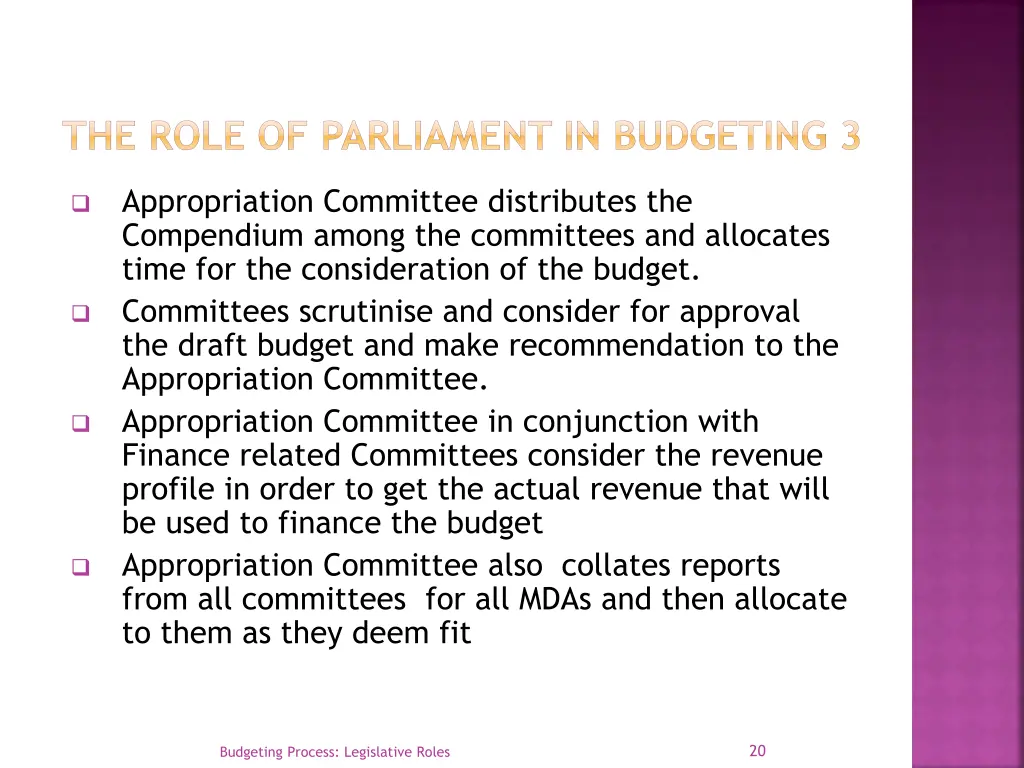 the role of parliament in budgeting 3