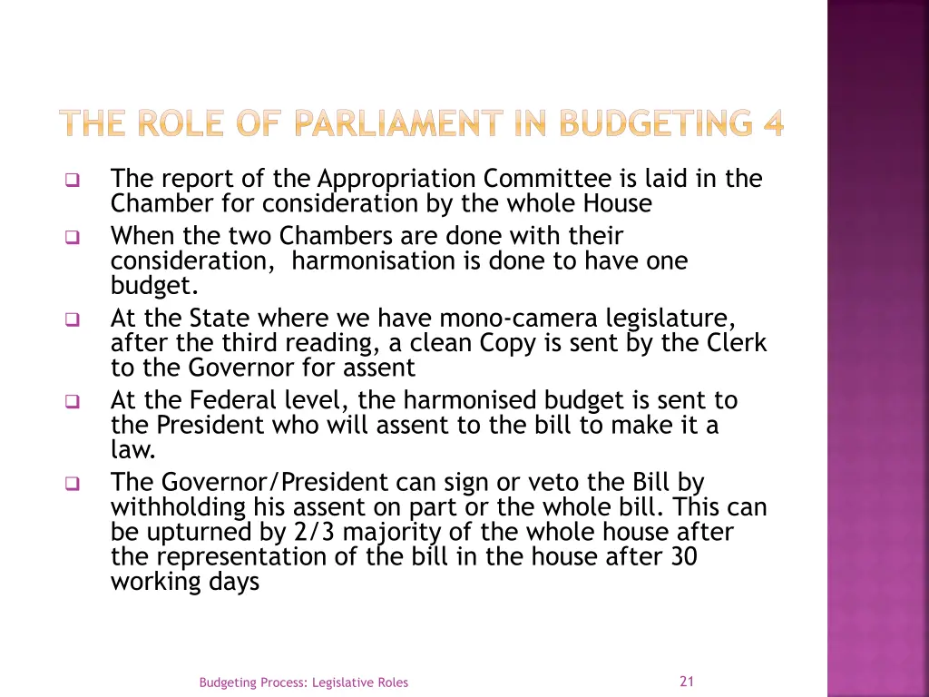 the role of parliament in budgeting 4