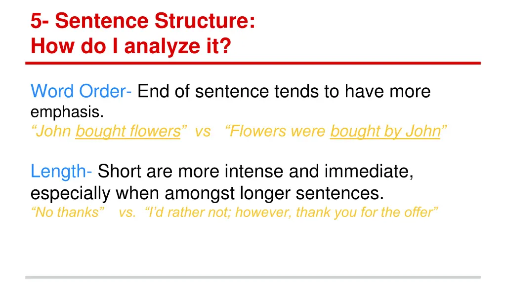 5 sentence structure how do i analyze it