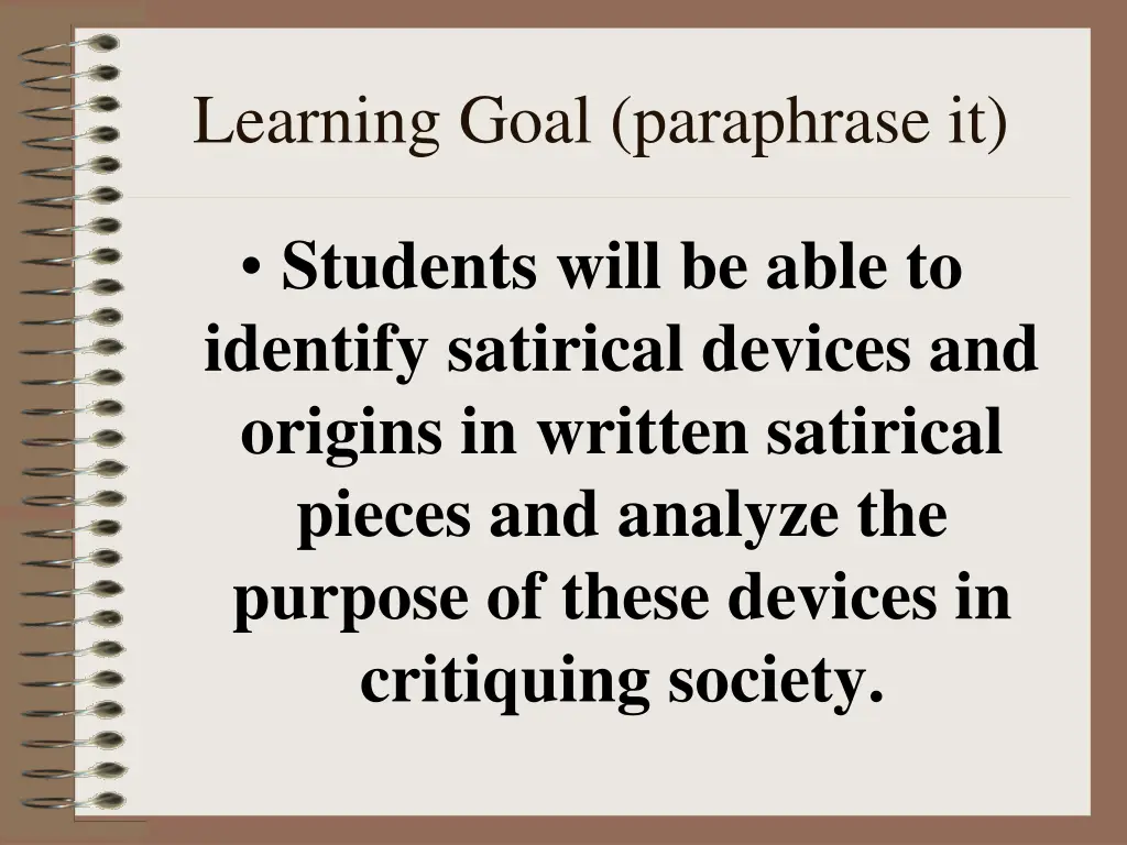 learning goal paraphrase it