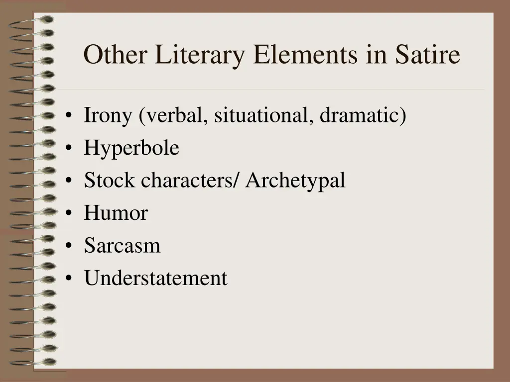 other literary elements in satire