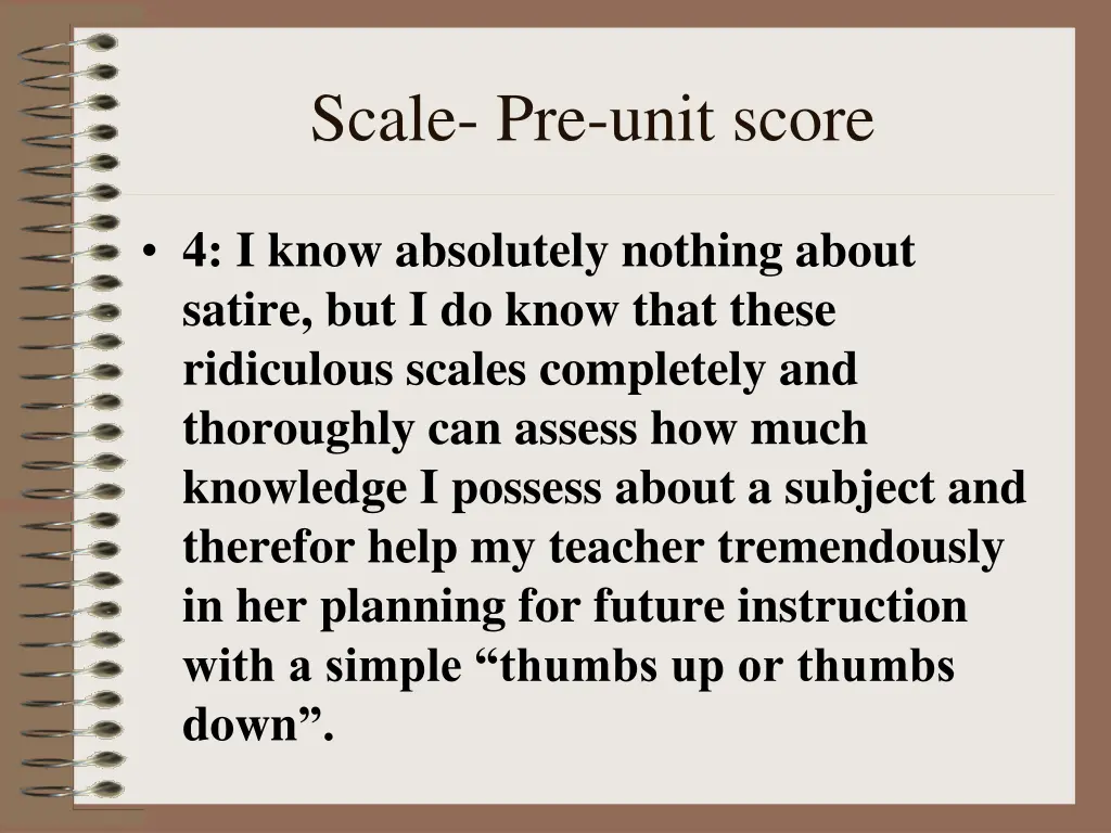 scale pre unit score