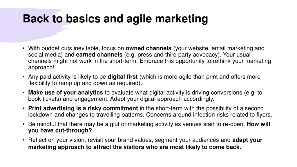 back to basics and agile marketing