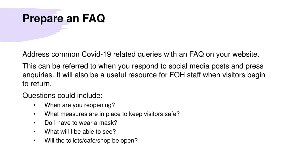 prepare an faq