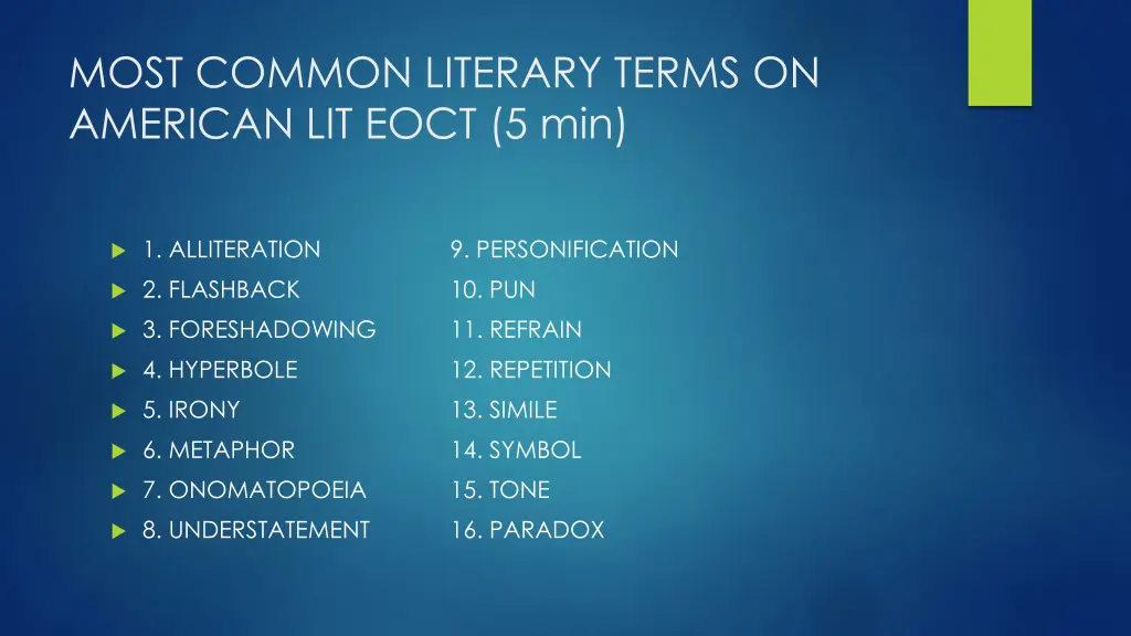 most common literary terms on american lit eoct