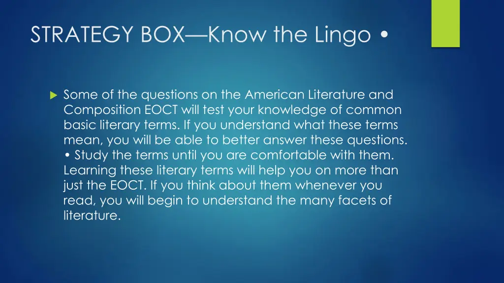 strategy box know the lingo