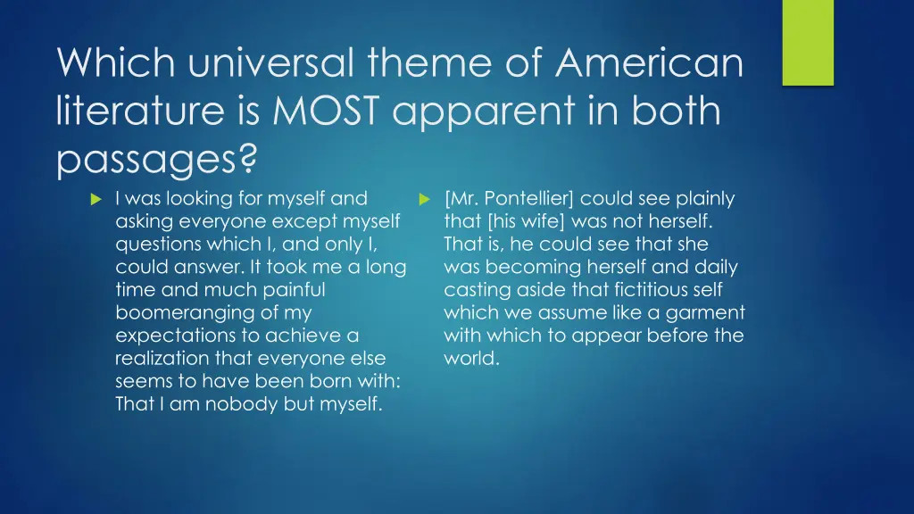 which universal theme of american literature