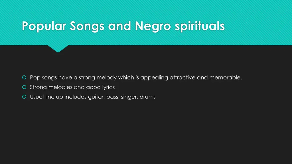 popular songs and negro spirituals