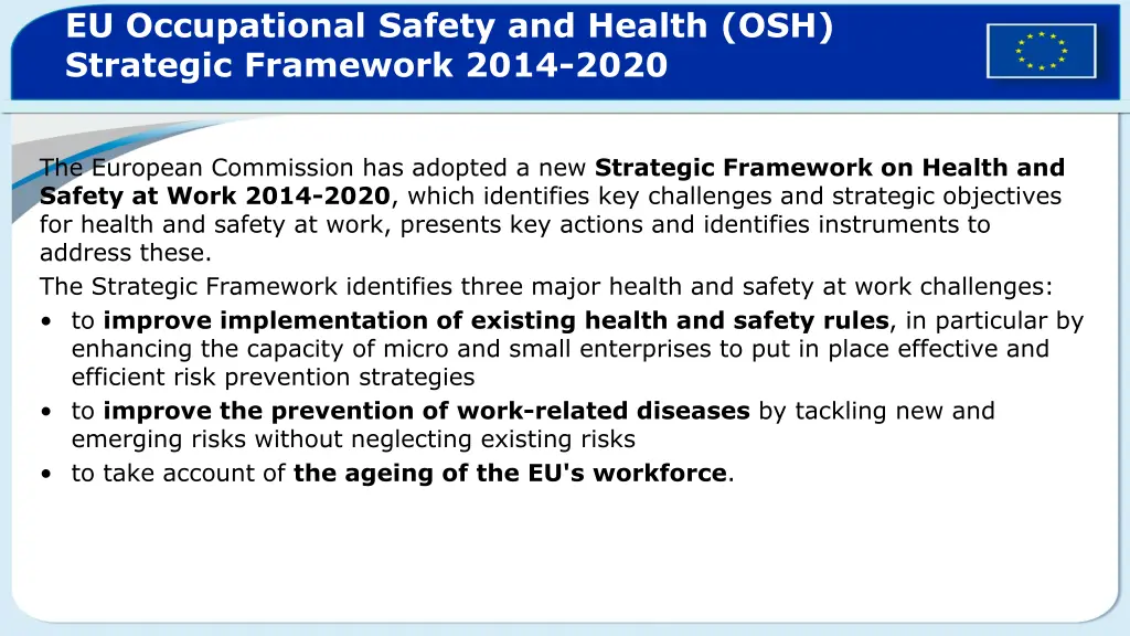 eu occupational safety and health osh strategic