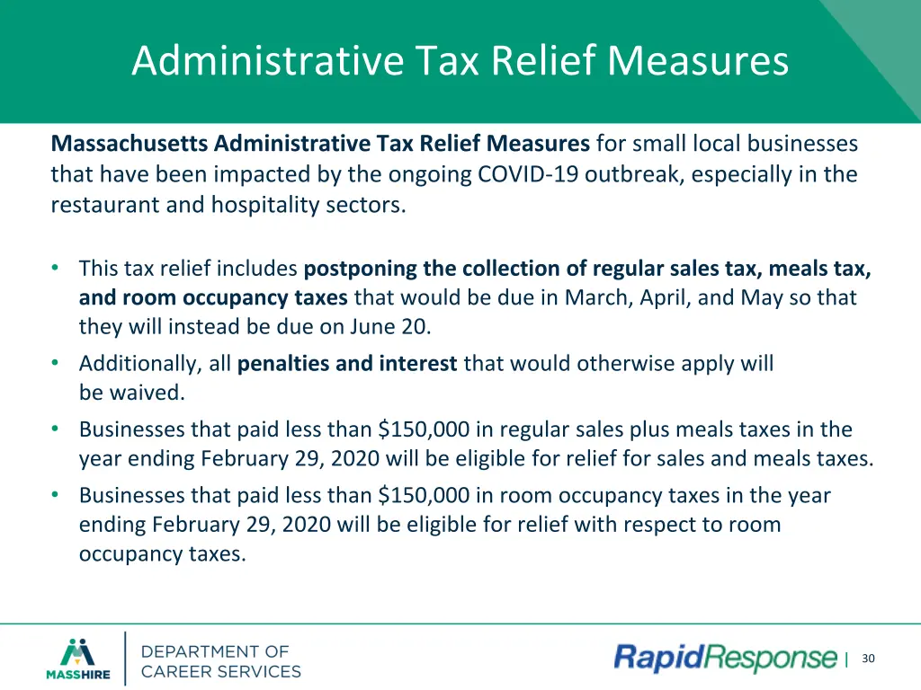 administrative tax relief measures