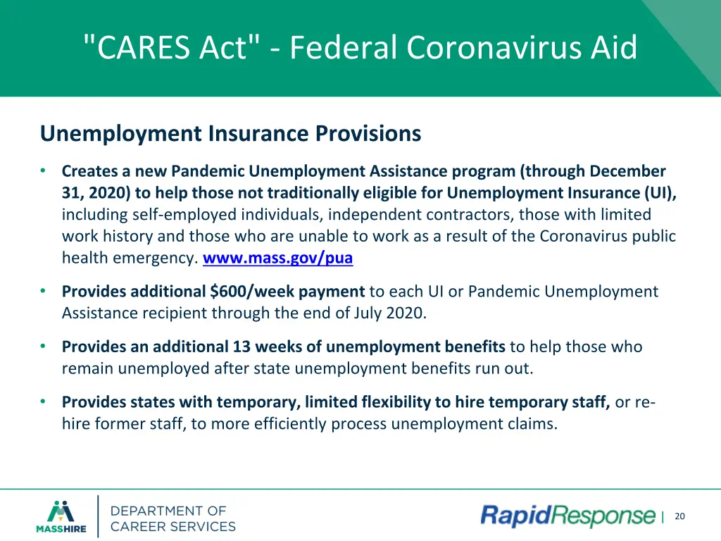 cares act federal coronavirus aid