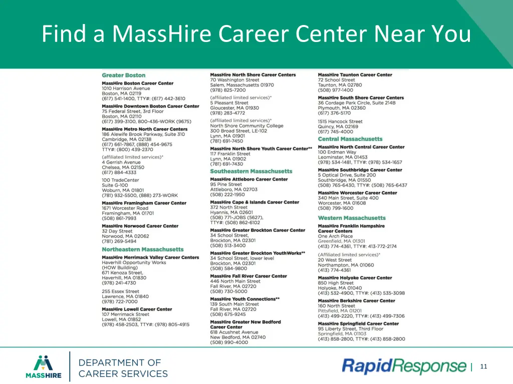 find a masshire career center near you