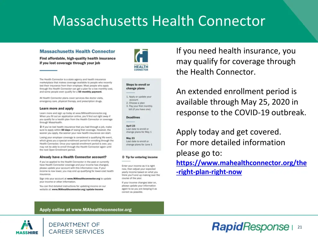 massachusetts health connector