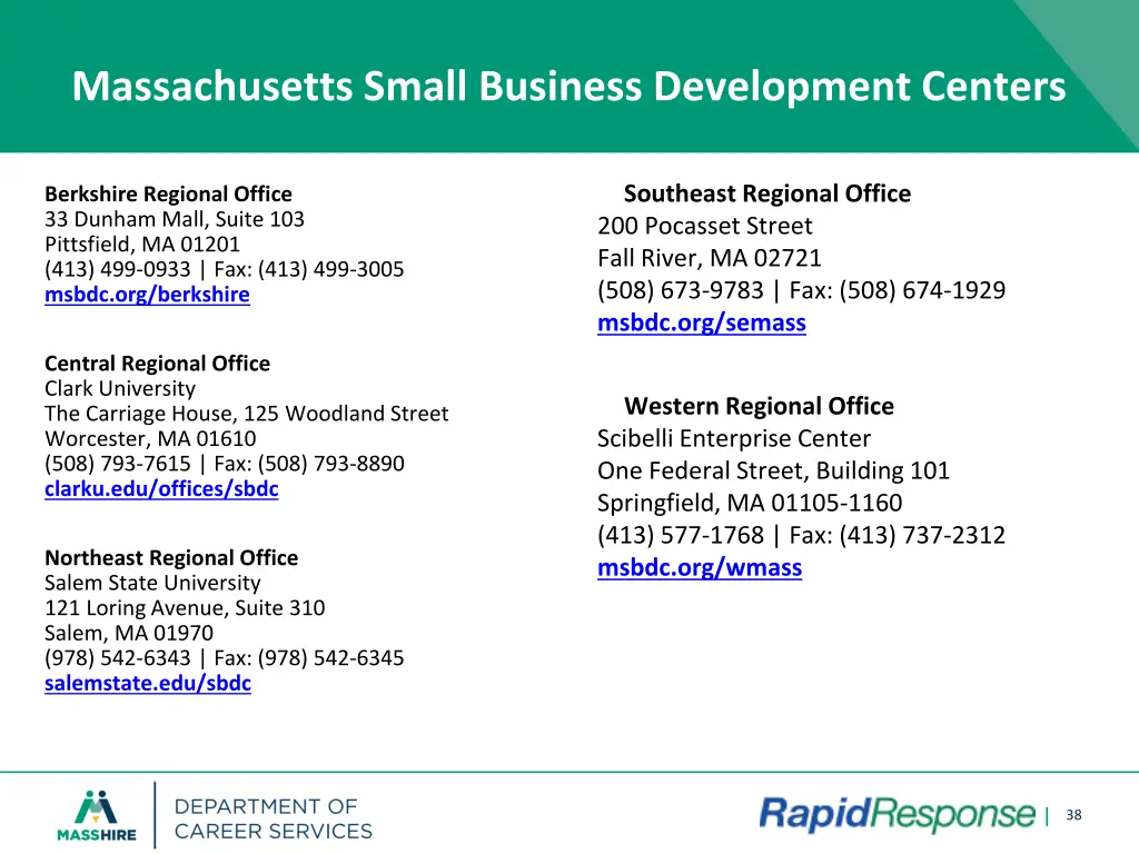 massachusetts small business development centers 1