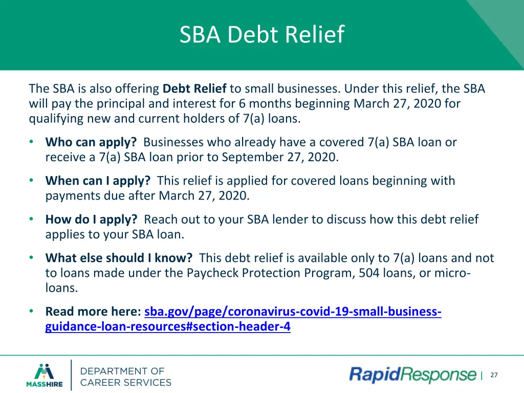 sba debt relief