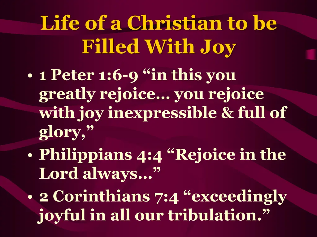 life of a christian to be filled with joy